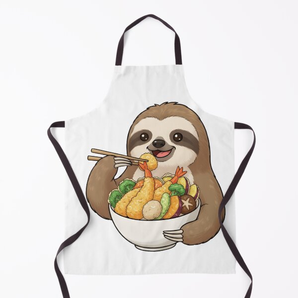 Item preview, Kawaii Sloth Eating Japanese Tempura Bowl Foodie Art designed and sold by Taha Art Designs.