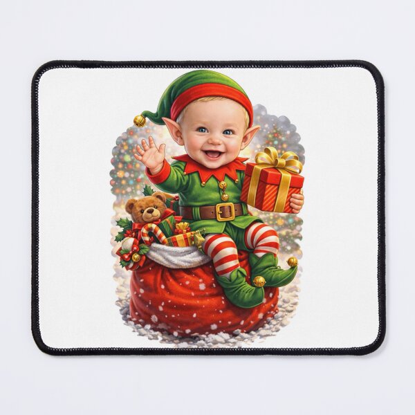 Item preview, Cute Baby Christmas Elf Sticker – Adorable Holiday Elf Baby with Gifts | Festive Christmas Cartoon designed and sold by taylor75o.