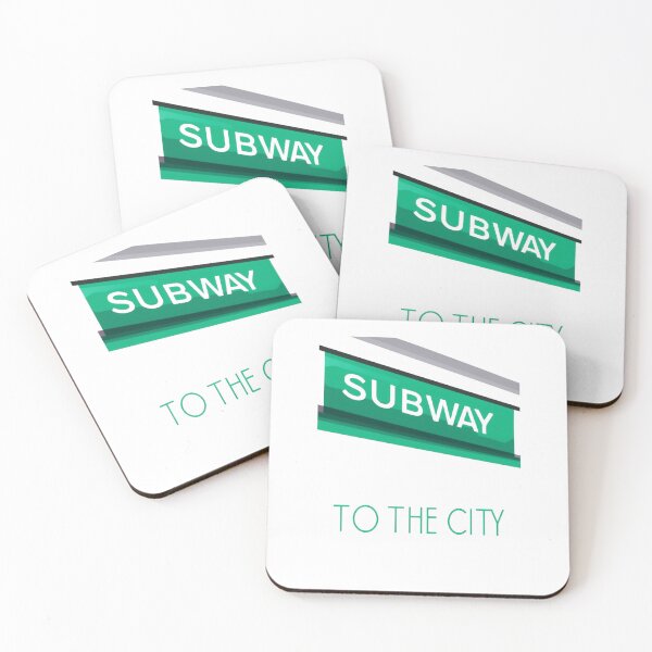 Item preview, Subway sign to the city, green modern motif designed and sold by Rue Market.