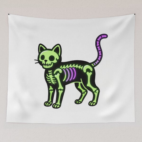 Item preview, Bright Neon Cat Skeleton Graphic Art designed and sold by Wonderful Designs.