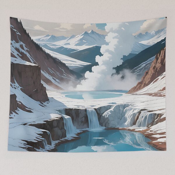 Item preview, Peaceful Hot Spring in the Mountains designed and sold by HorizonHues.