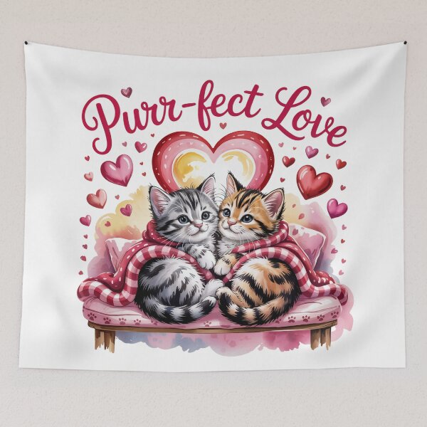 Item preview, Purr-fect Love – Cute Valentine Cats Cuddling with Hearts designed and sold by SoftStyleStudio ⭐⭐⭐.