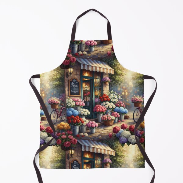 Item preview, French Flower Shop and Bicycle Paris France Painting Scene Street dining room, kitchen designed and sold by TheTimeTaxi.