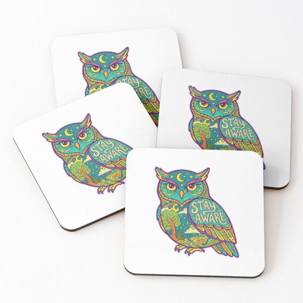 Item preview, Mystic Owl Totem "Stay Aware" - Psychedelic Night Bird designed and sold by AliveStyle.