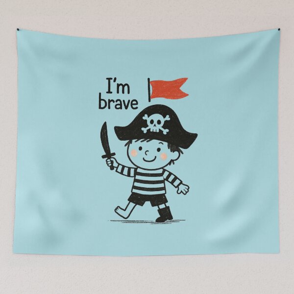 Item preview, I'm brave pirate boy marching with sword and flag designed and sold by Rue Market.