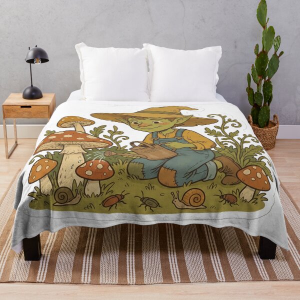 Item preview, Cozy Fantasy Garden Goblin Retro 70s Storybook Aesthetic Herbalist Mushroom designed and sold by StickyGuys.
