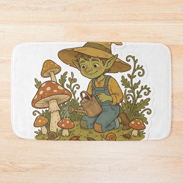 Item preview, Cozy Fantasy Garden Goblin Retro 70s Storybook Aesthetic Herbalist Mushroom designed and sold by StickyGuys.