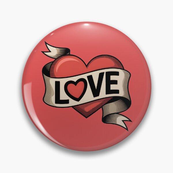 Item preview, Vintage Love Heart Banner – Classic Valentine Tattoo Style designed and sold by SoftStyleStudio ⭐⭐⭐.