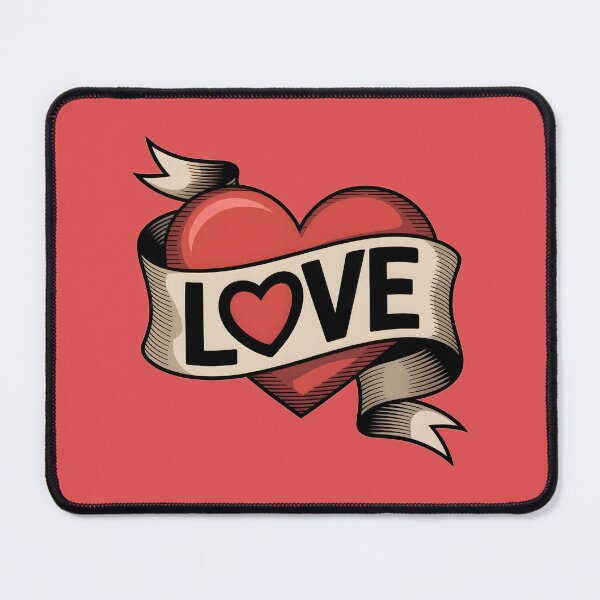 Item preview, Vintage Love Heart Banner – Classic Valentine Tattoo Style designed and sold by SoftStyleStudio ⭐⭐⭐.