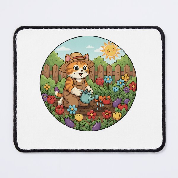 Item preview, Gardener Cat - Cute Cat Watering Flowers in a Garden designed and sold by NoPurrsGiven.