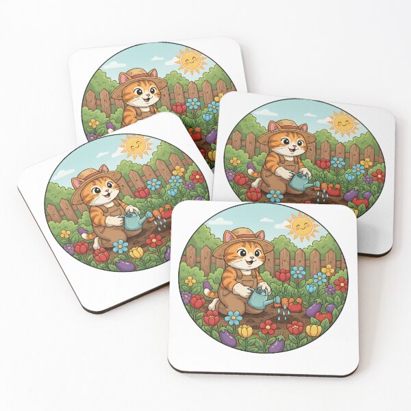 Item preview, Gardener Cat - Cute Cat Watering Flowers in a Garden designed and sold by NoPurrsGiven.