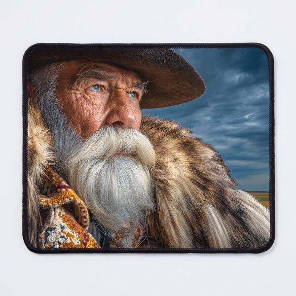 Item preview, Elderly Man in a Fur Coat with Dramatic Sky designed and sold by Artessie.