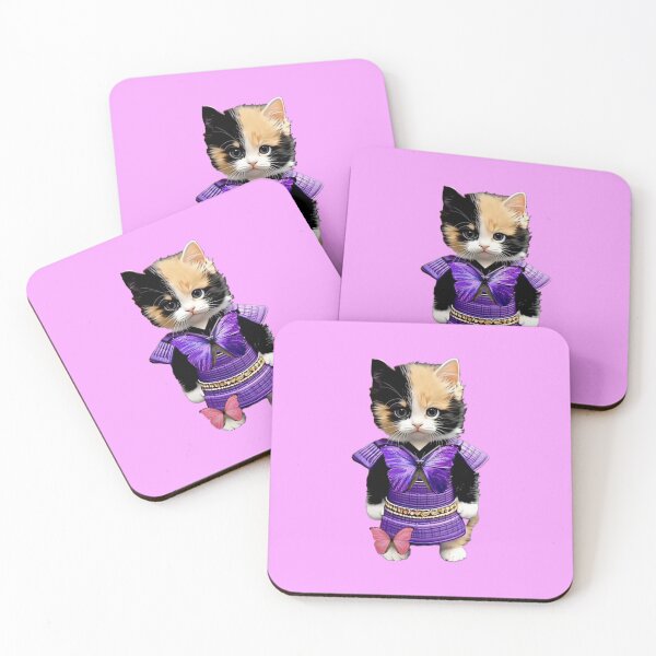 Item preview, Little Sammy The Calico Samurai Kitten Lavender  Pink designed and sold by ParisPoet.