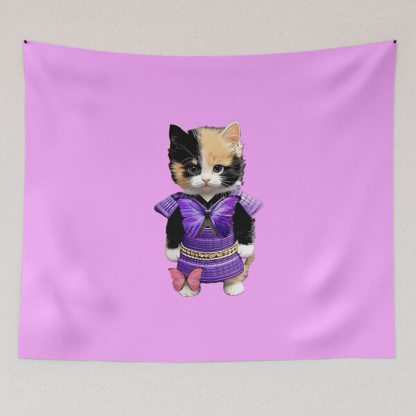 Item preview, Little Sammy The Calico Samurai Kitten Lavender  Pink designed and sold by ParisPoet.