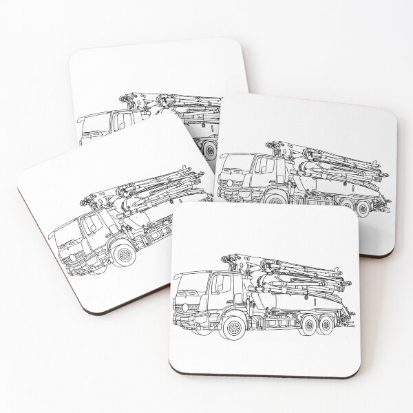 Item preview, Concrete Pump Truck Technical Line Art designed and sold by ElceMare.