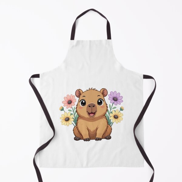 Item preview, Adorable Happy Cute Capybara Surrounded by Pastel Flowers designed and sold by Blooms & Paws Haven .