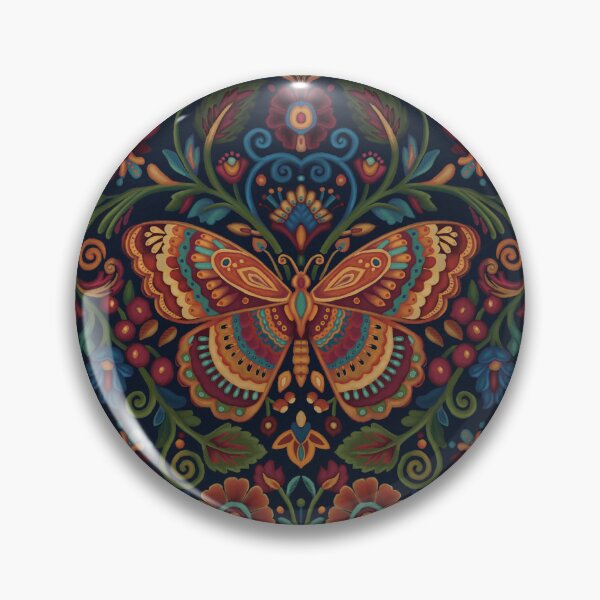 Item preview, Folk Art Butterfly with a midnight blue background designed and sold by Kathysg.