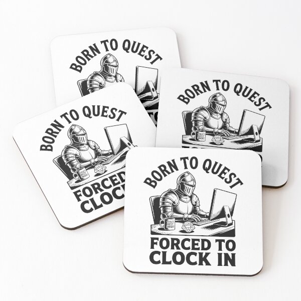 Item preview, Born to Quest Forced to Clock In - Retro Linocut Art designed and sold by TomPrintForge Studio.