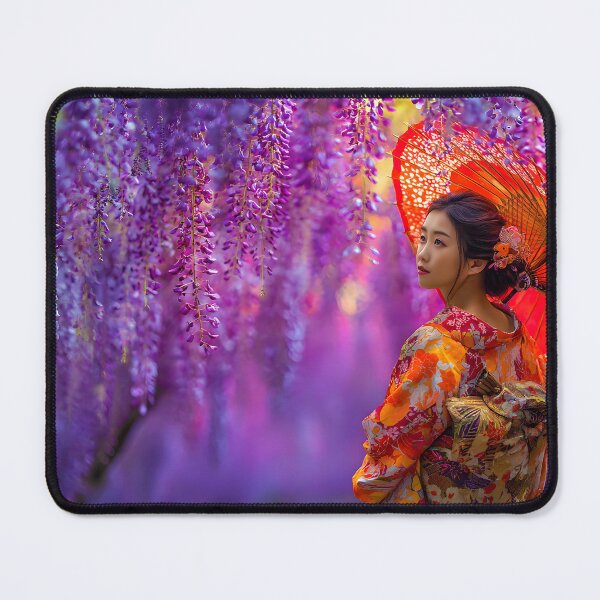 Item preview, Woman in Kimono Under Wisteria Blossoms designed and sold by Artessie.