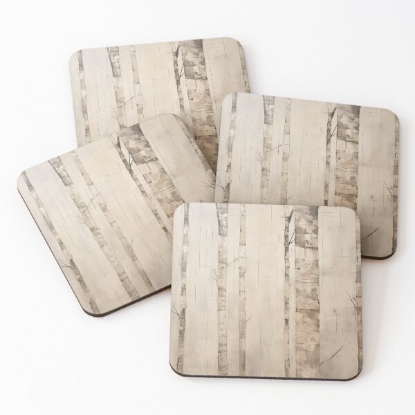 Item preview, Wabi sabi and japandi inspired neutral washed out abstract birch trees designed and sold by filigreedigital.