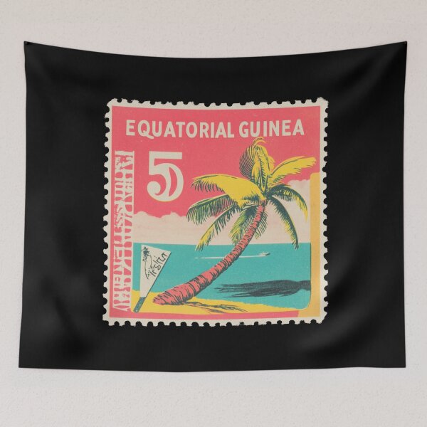 Item preview, Vintage Equatorial Guinea Postage Stamp Art - Tropical Coastal Palm designed and sold by tiigerdad.