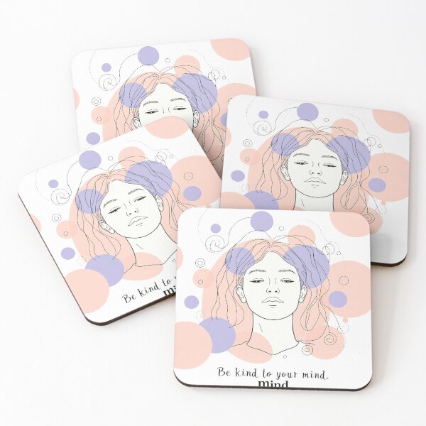 Item preview, Design showing a person with long hair and circles around them while conveying a message about the mind and kindness designed and sold by SpaceartLilu.