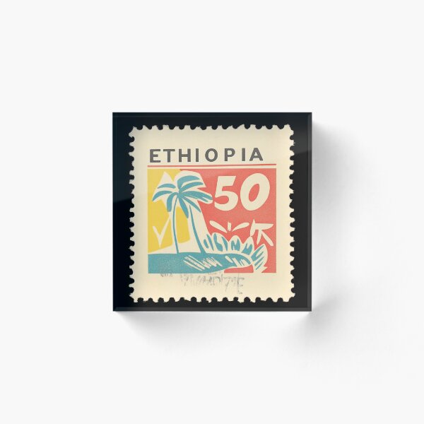 Item preview, Arte de sellos postales antiguos de Etiopía - Diseño de oasis tropical designed and sold by tiigerdad.