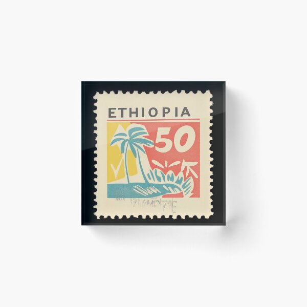 Item preview, Vintage Ethiopia Postage Stamp Art - Tropical Oasis Design designed and sold by tiigerdad.