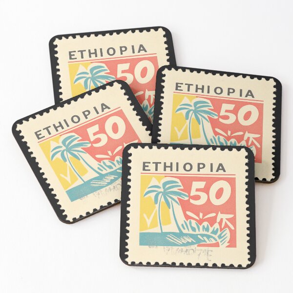 Item preview, Vintage Ethiopia Postage Stamp Art - Tropical Oasis Design designed and sold by tiigerdad.