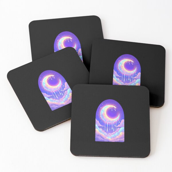 Item preview, Dripping Pastel Moon with Clouds and Stars designed and sold by Moth and Moonstone Shop.