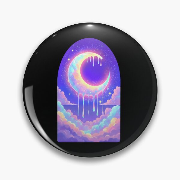 Item preview, Dripping Pastel Moon with Clouds and Stars designed and sold by Moth and Moonstone Shop.