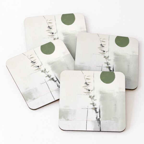Item preview, Wabi sabi and japandi inspired abstract geometric green and neutral nature designed and sold by filigreedigital.