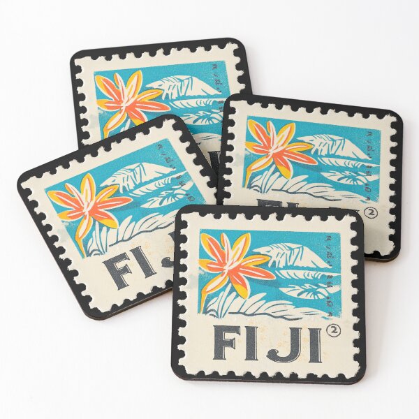 Item preview, Vintage Fiji Postage Stamp Art - Tropical Floral Paradise designed and sold by tiigerdad.