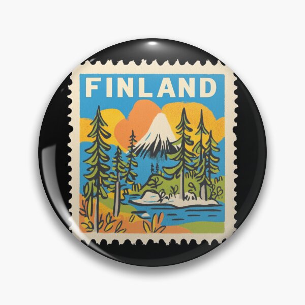 Item preview, Vintage Finland Postage Stamp Art - Nordic Forest & Lake Paradise designed and sold by tiigerdad.