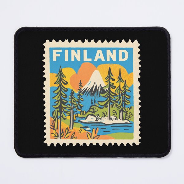 Item preview, Vintage Finland Postage Stamp Art - Nordic Forest & Lake Paradise designed and sold by tiigerdad.