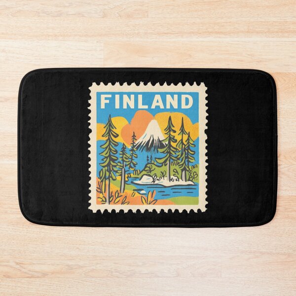 Item preview, Vintage Finland Postage Stamp Art - Nordic Forest & Lake Paradise designed and sold by tiigerdad.