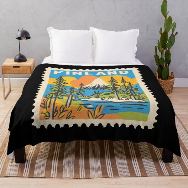 Item preview, Vintage Finland Postage Stamp Art - Nordic Forest & Lake Paradise designed and sold by tiigerdad.