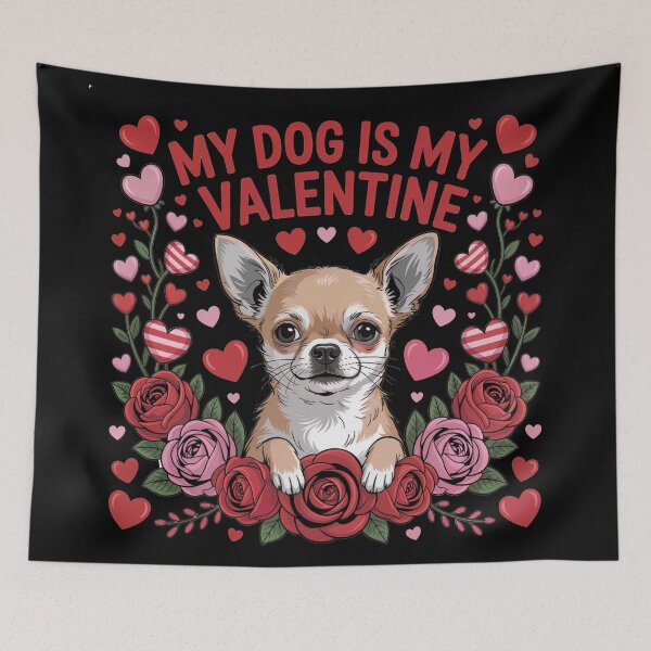 Item preview, My Dog Is My Valentine – Cute Puppy Valentine Floral Design designed and sold by SoftStyleStudio ⭐⭐⭐.