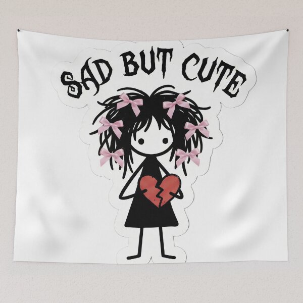 Item preview, Sad But Cute - Gothquette Stickman Girl Aesthetic with Pink Bows designed and sold by StickyGuys.