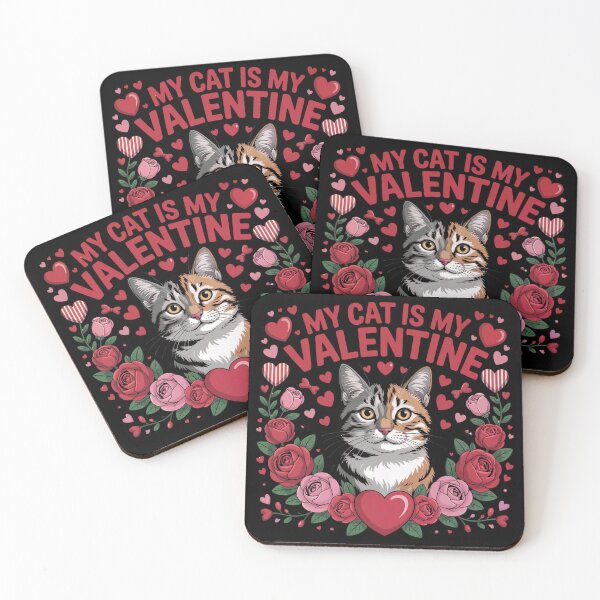 Item preview, My Cat Is My Valentine – Cute Cat Valentine Floral Illustration designed and sold by SoftStyleStudio ⭐⭐⭐.