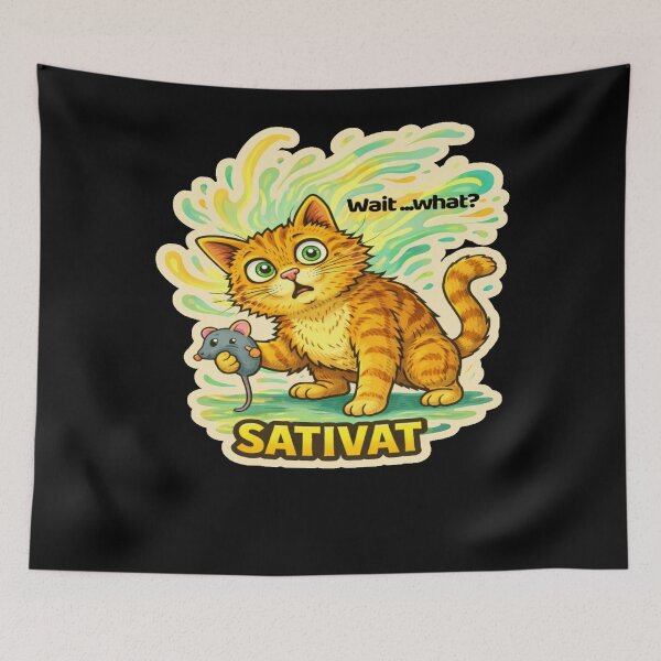 Item preview, Stoner & Psychonaut Cats – Sativat – Gift for Stoners • Retro Comics • Vintage Halftone designed and sold by JacobKAurumhead.