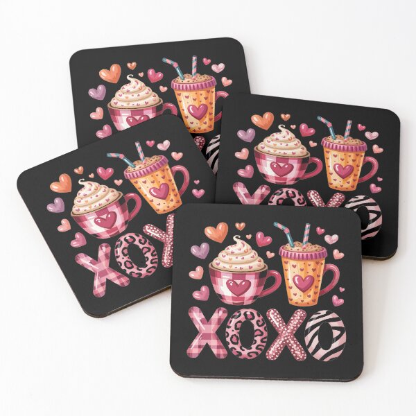 Item preview, XOXO Valentine Coffee Cups – Cute Cozy Love Illustration designed and sold by SoftStyleStudio ⭐⭐⭐.