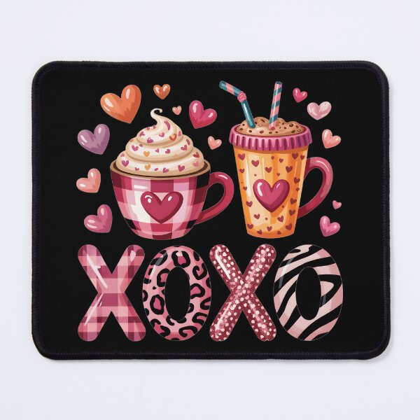 Item preview, XOXO Valentine Coffee Cups – Cute Cozy Love Illustration designed and sold by SoftStyleStudio ⭐⭐⭐.