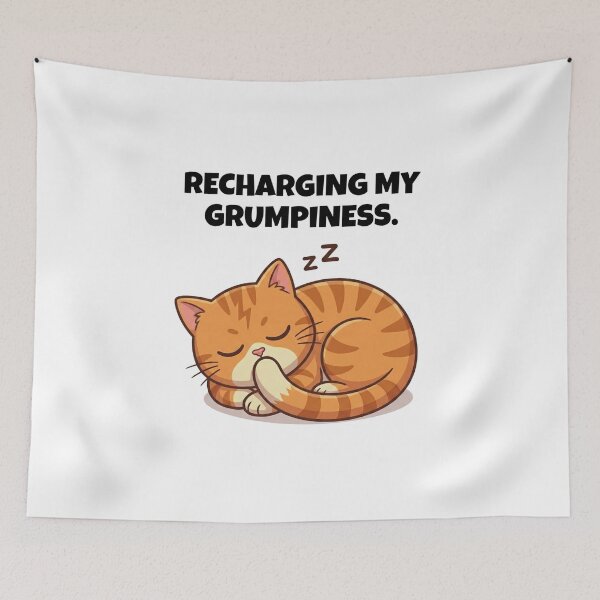 Item preview, Recharging My Grumpiness - Funny Sleeping Grumpy Cat Tuff designed and sold by Mika & Tuff.