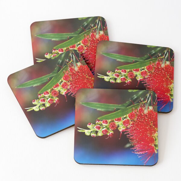 Item preview, Red With Green Bottlebrush Flower designed and sold by Joy Watson - Natural Light Photography .