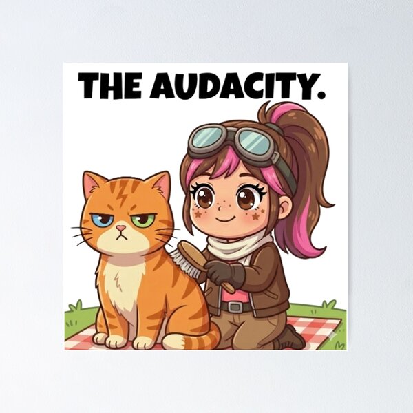 Item preview, Grumpy Cat Grooming - The Audacity - Mika and Tuff Funny Cat Art designed and sold by Mika & Tuff.