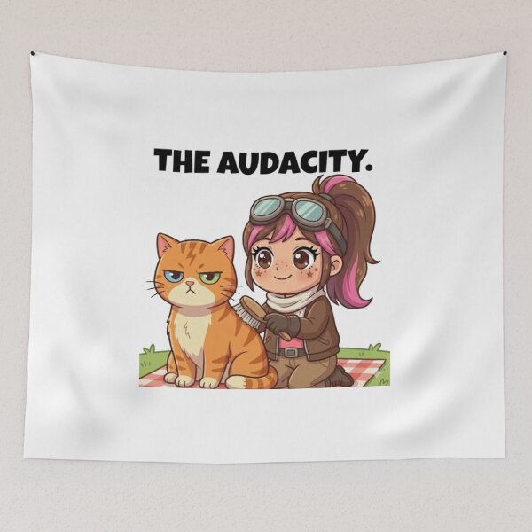 Item preview, Grumpy Cat Grooming - The Audacity - Mika and Tuff Funny Cat Art designed and sold by Mika & Tuff.