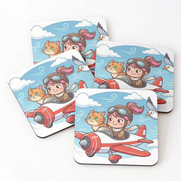 Item preview, Mika & Tuff High-Flying Adventure - Cute Chibi Pilot Girl and Cat designed and sold by Mika & Tuff.