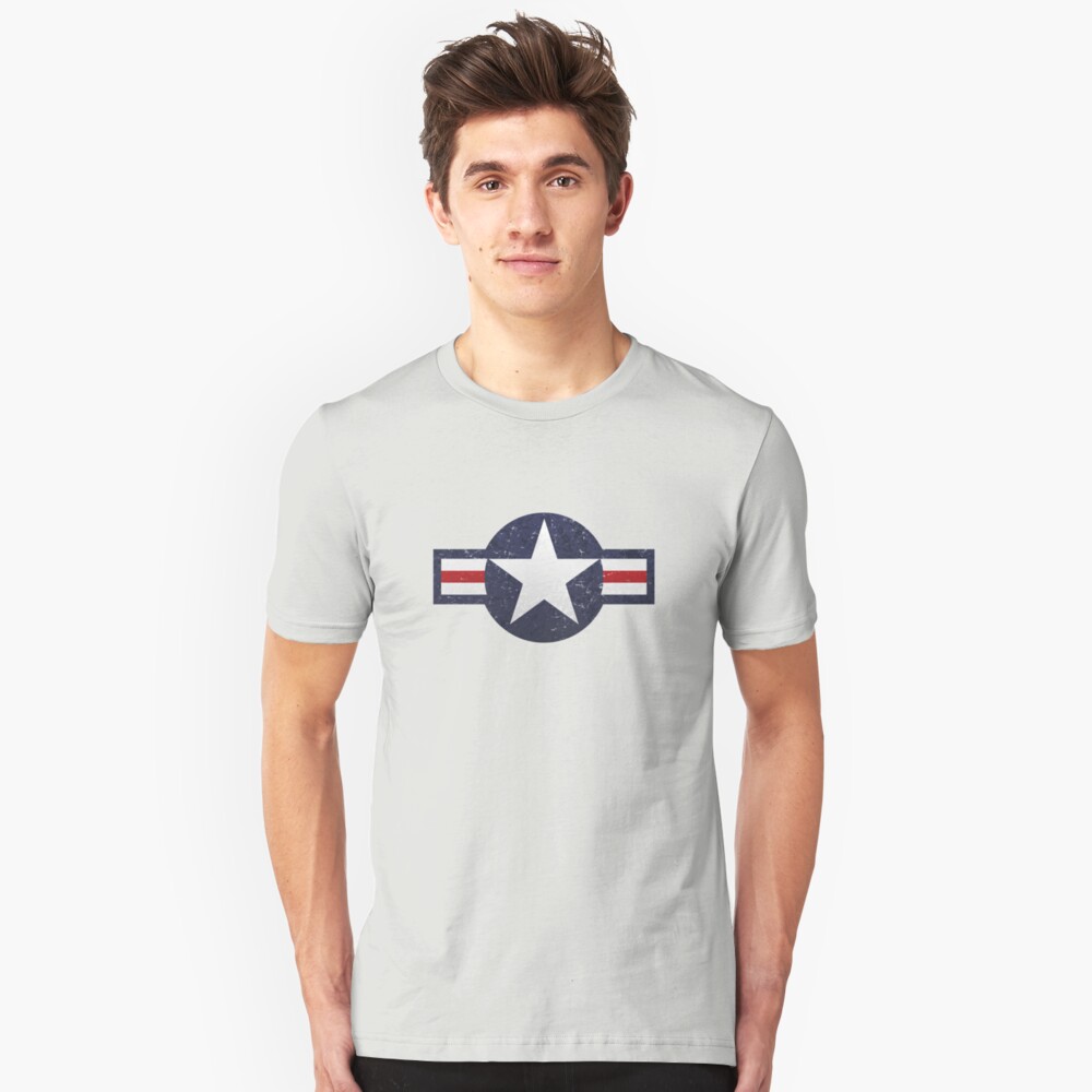 U.S. Military Aviation Star National Roundel Insignia Slim Fit T-Shirt