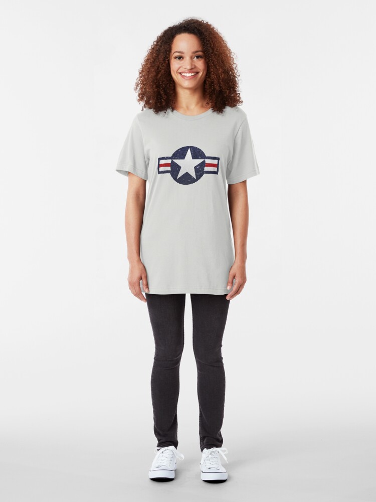 Alternate view of U.S. Military Aviation Star National Roundel Insignia Slim Fit T-Shirt
